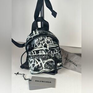 NWT Balenciaga Black and White Graffiti Mini Backpack